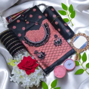 Black Katan saree Gift package.