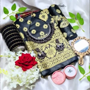 Black saree gift packag. টাঙ্গাইলের কাতান শাড়ি