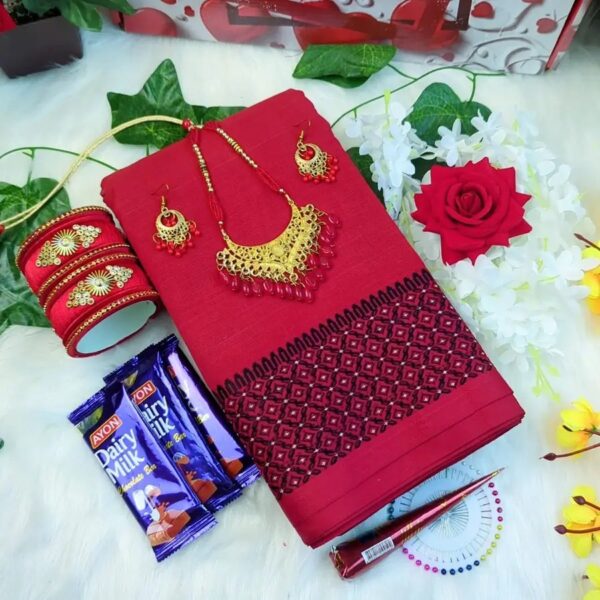 Maroon color suti saree comob. - Image 3