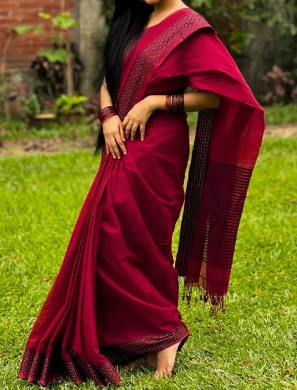 Maroon color suti saree comob. - Image 2