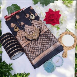 Black Katan Saree combo. কালো শাড়ির গিফট প্যাকেজ