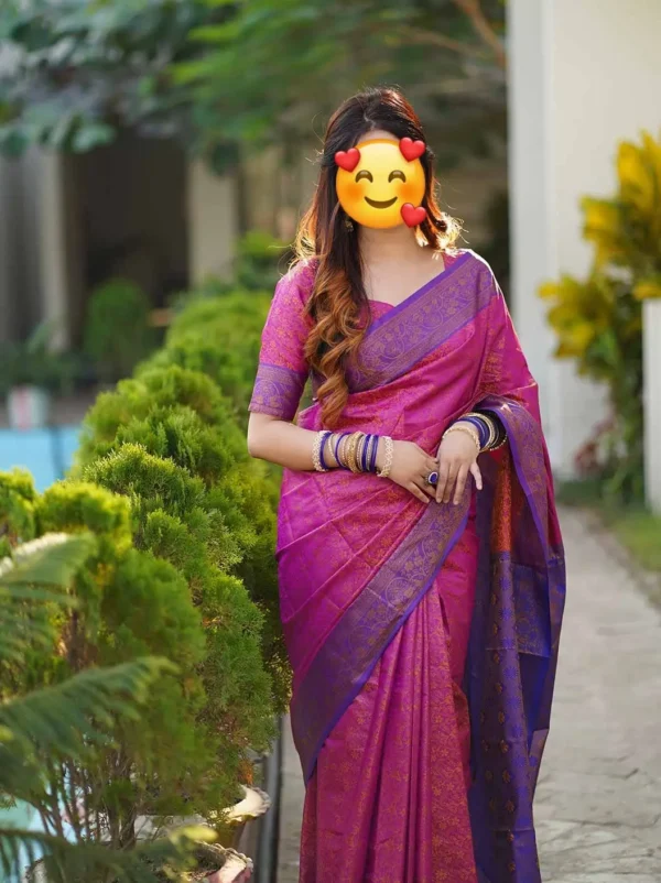 Kanchi Katan Shari Combo – রাণী গুলাপি কাঞ্চি কাতান শাড়ি সেট - Image 3