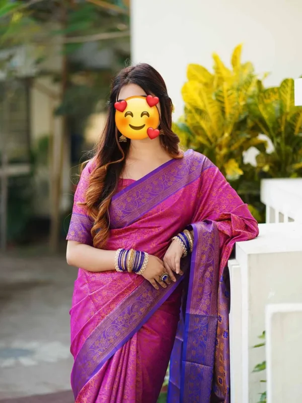 Kanchi Katan Shari Combo – রাণী গুলাপি কাঞ্চি কাতান শাড়ি সেট - Image 2