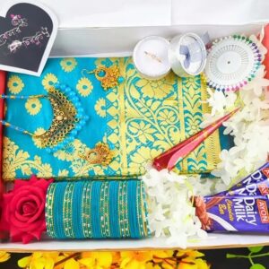 Sea Green Katan Shari Combo – সি গ্রিন কাতান শাড়ি